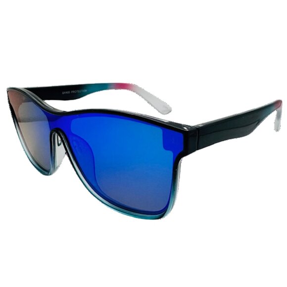 7012 l Green/Blue Mirrored Lens Unisex Sunglasses - Picture 2 of 5